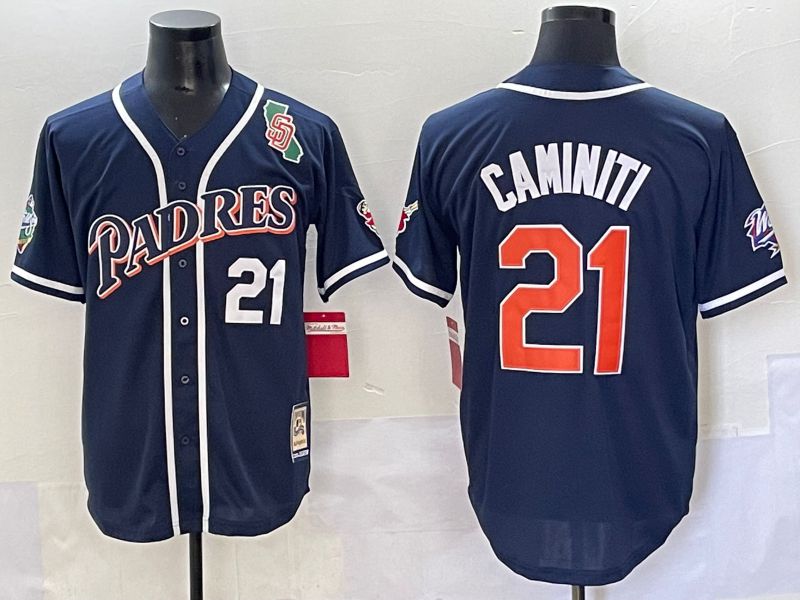 Men 2025 San Diego Padres #21 Caminiti Blue Throwback Game Nike MLB Jersey style 63
